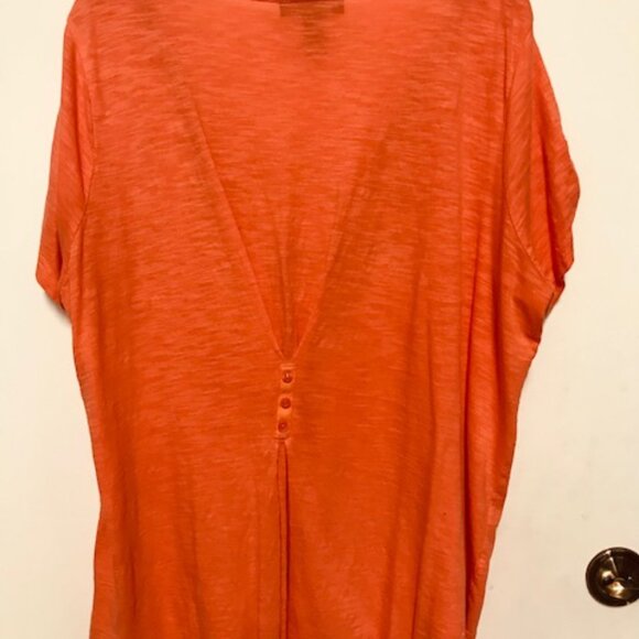 Style & Co. 100% COTTON Embroidered/Beaded V-Neck Tee w/Tassel. Long in Back. 1X - Picture 3 of 3
